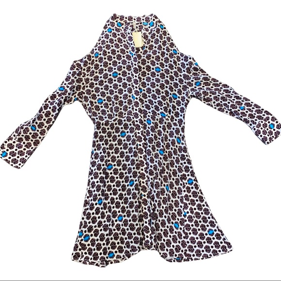 NWT maje printed sateen dress button down shoulder cut out dress size 1 small - Picture 9 of 9